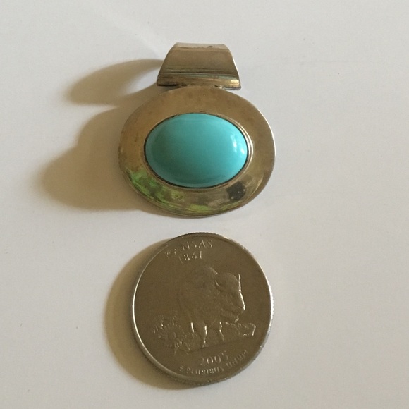 Simple Sonoran Turquoise & Sterling Silver Pendant - Picture 5 of 5